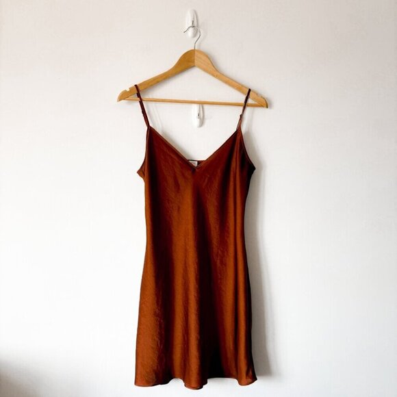 Aritzia Wilfred Mini Only Slip Dress Rustwood Terracotta Size Medium - Picture 3 of 7